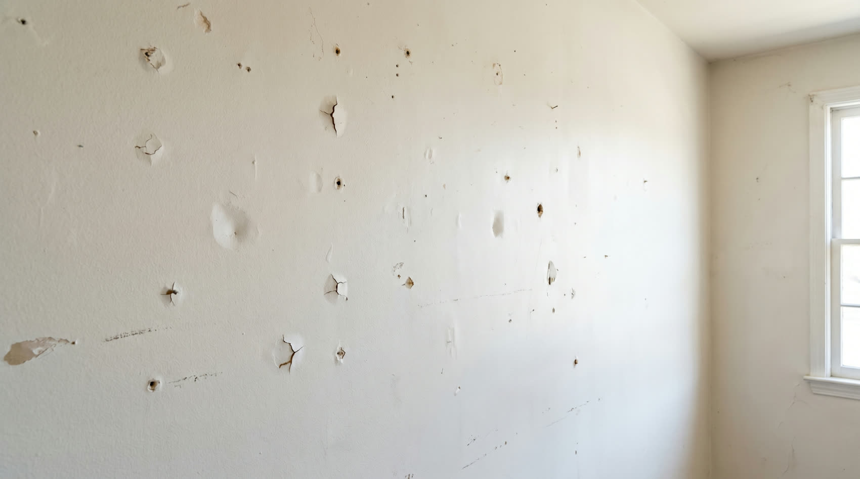 Wall with dents and nail pops